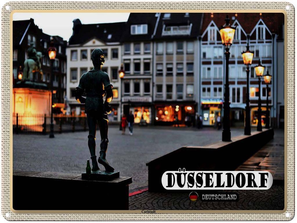 vianmo Blechschild 30x40 cm Düsseldorf Carlstadt Skulptur Bildmotiv Reisemotiv Abenteuer Reisen