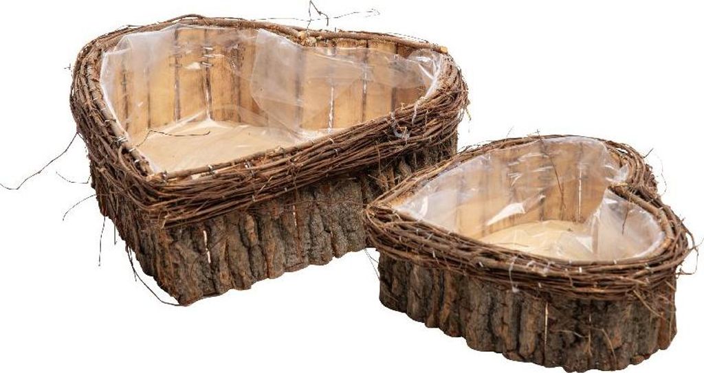 Pflanzherz aus Holzrinde I 2er Set I 23 + 34 cm I Holzherz zum Bepflanzen - 13,12 € pro Stück