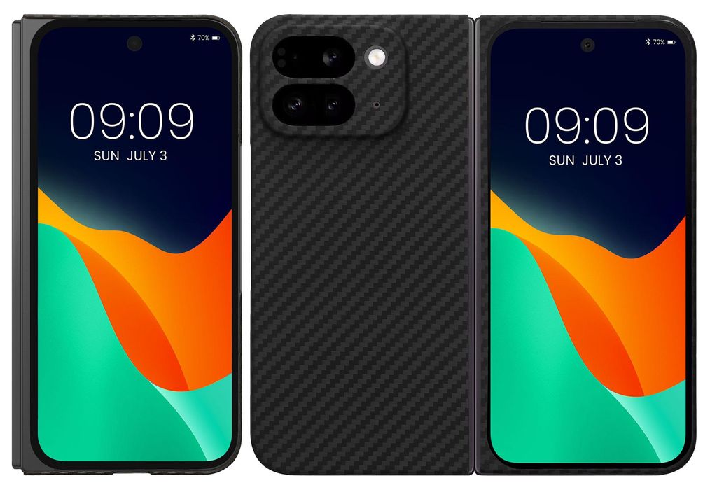 kalibri Schutzhülle kompatibel mit Google Pixel 9 Pro Fold - Hülle Aramid - Handy Cover Case Handyhülle Schwarz matt