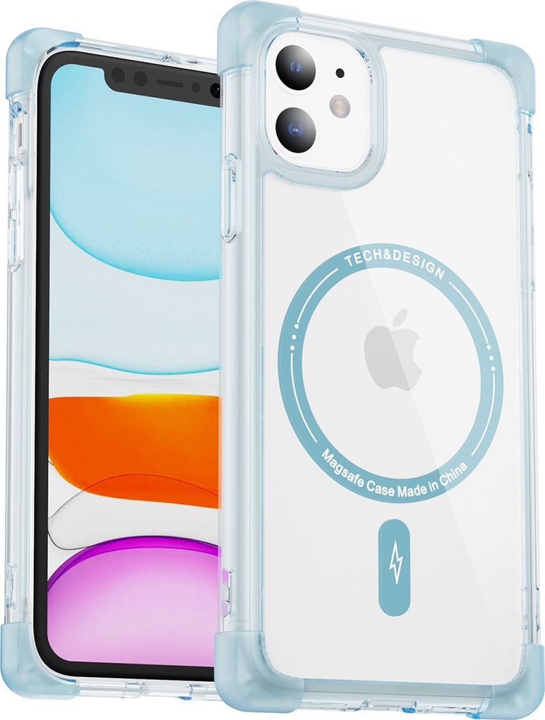 Hülle für iPhone 12 /iPhone 12 Pro Magnetisch Klare Hart TPU Verstärkte Ecken Stoßfeste Handyhülle Blau