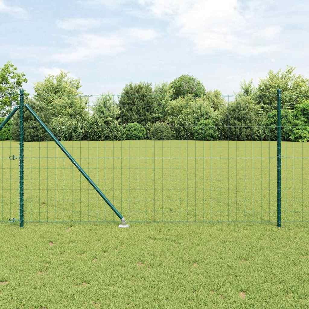 Maison Exclusive - Zaun mit Pfosten Grün 1,4 x 10 m Stahl und PVC
