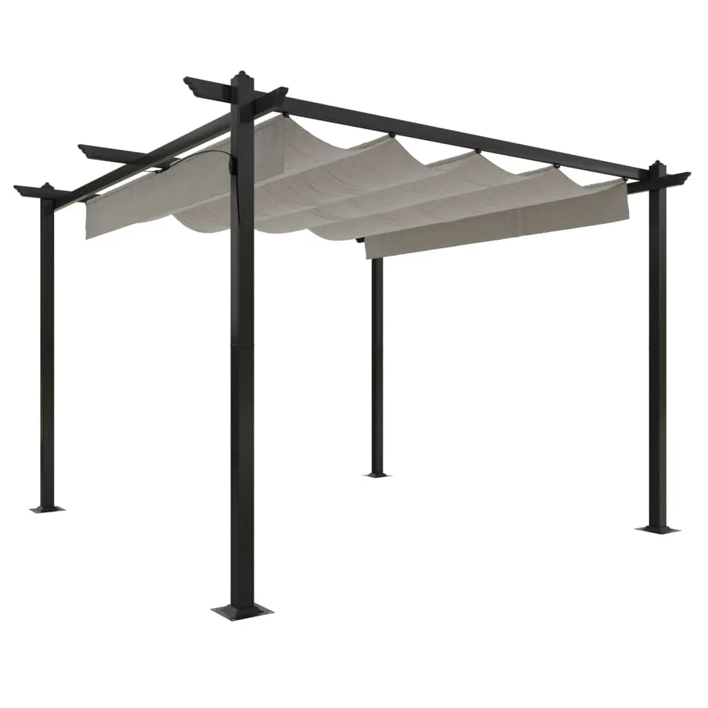 vidaXL Pavillon 3x3 m Crème avec Toit Extensible pour Jardin