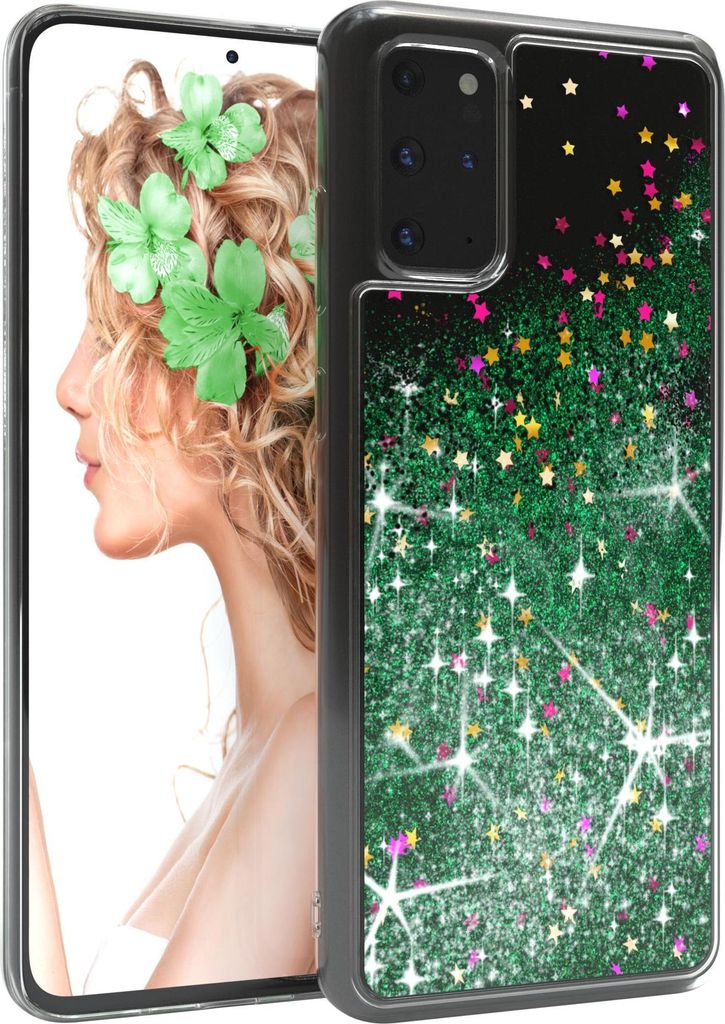 EAZY CASE - Glitzer Hülle kompatibel mit Samsung Galaxy S20 Plus / S20 Plus 5G Glitzer Schutzhülle, Soft Case, Backcover Transparent mit Motiv