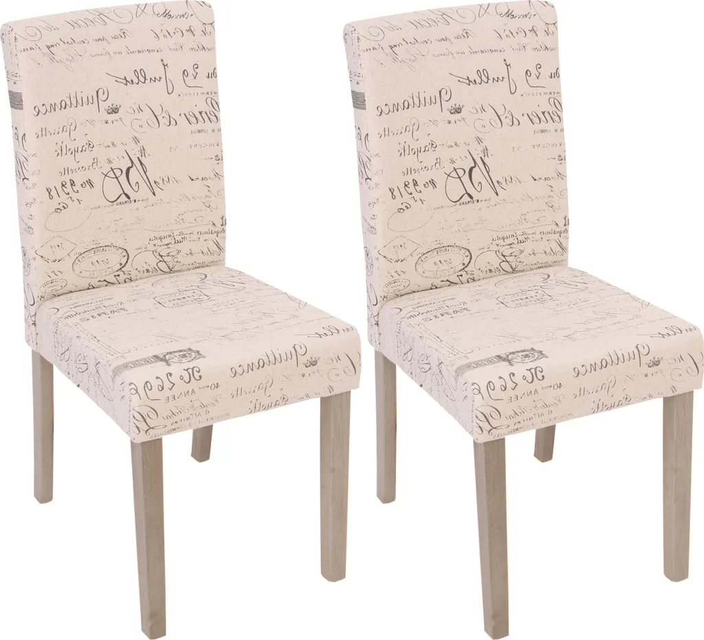 Set 2 Sedie Littau Imbottite Crema Scritte con Struttura Rovere