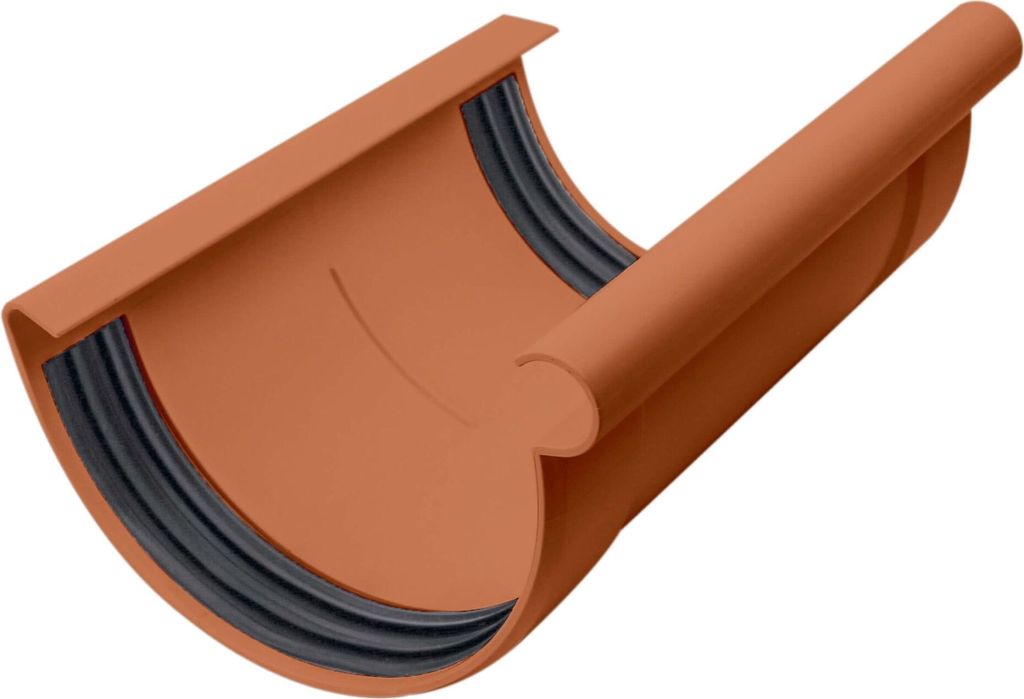 INEFA Rinnenverbinder halbrund, PVC NW125 / 125mm Braun Dachrinnenverbinder, einfache Steckmontage, Germany