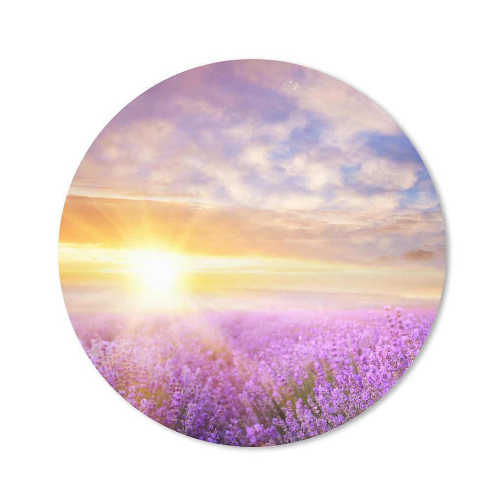MuchoWow Mauspad Mousepad Lavendel - Sonne - Himmel - Natur 40x40 cm - Mousepads - Maus Mat - Pad - Mausunterlage - Schreibtisch Accessoires