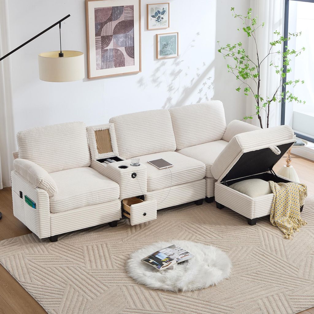Duża sztruksowa sofa Sweiko z komfortową pianką. Cechy: Zdjęcie produktu 