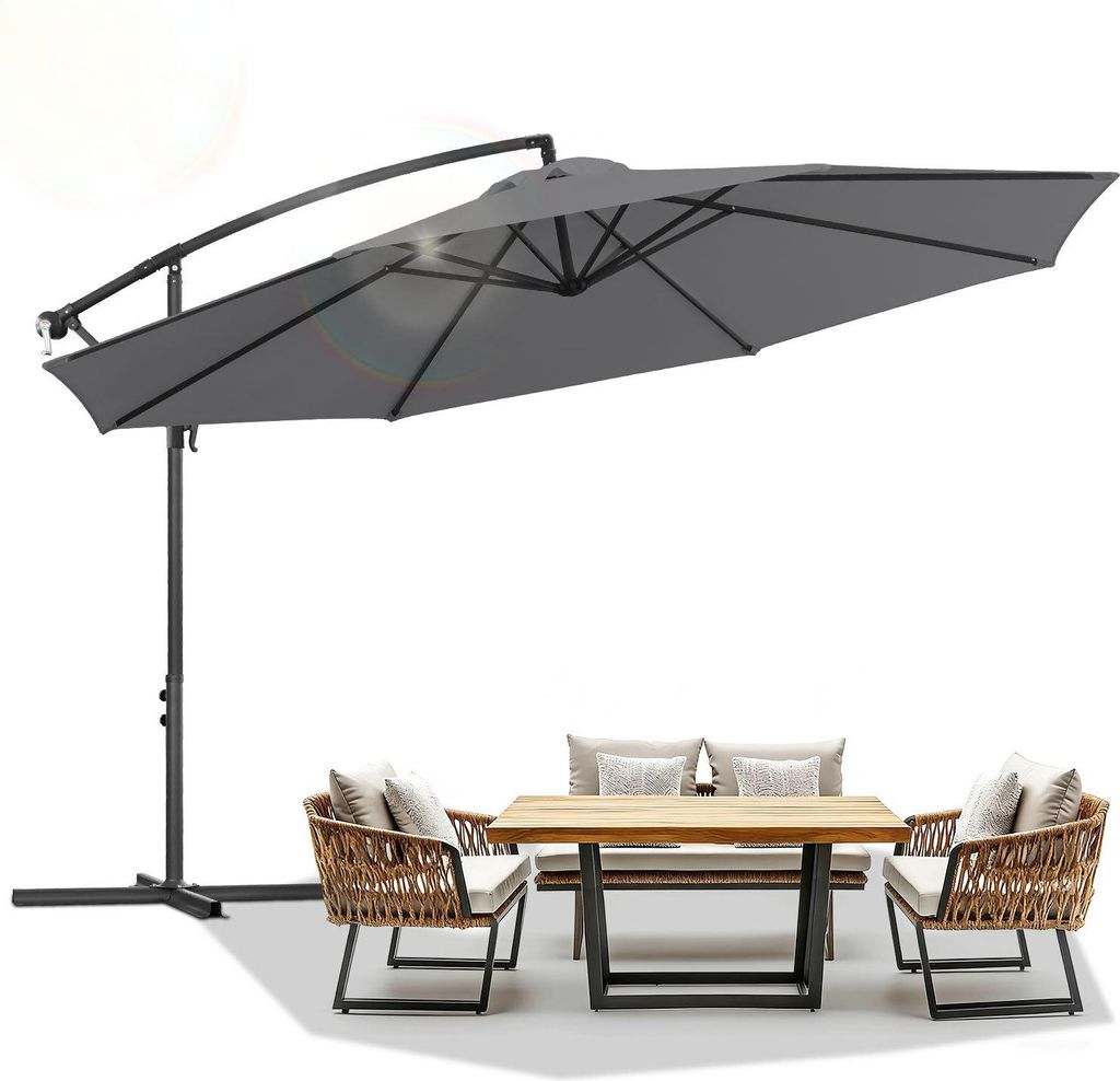 Parasol Izrielar 3,5 m gris – Parasol de jardin moderne Image du produit 