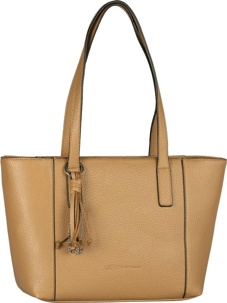 TOM TAILOR Borsa Priya Denim Braun - Shopper L Cammello con Zip e Nappa