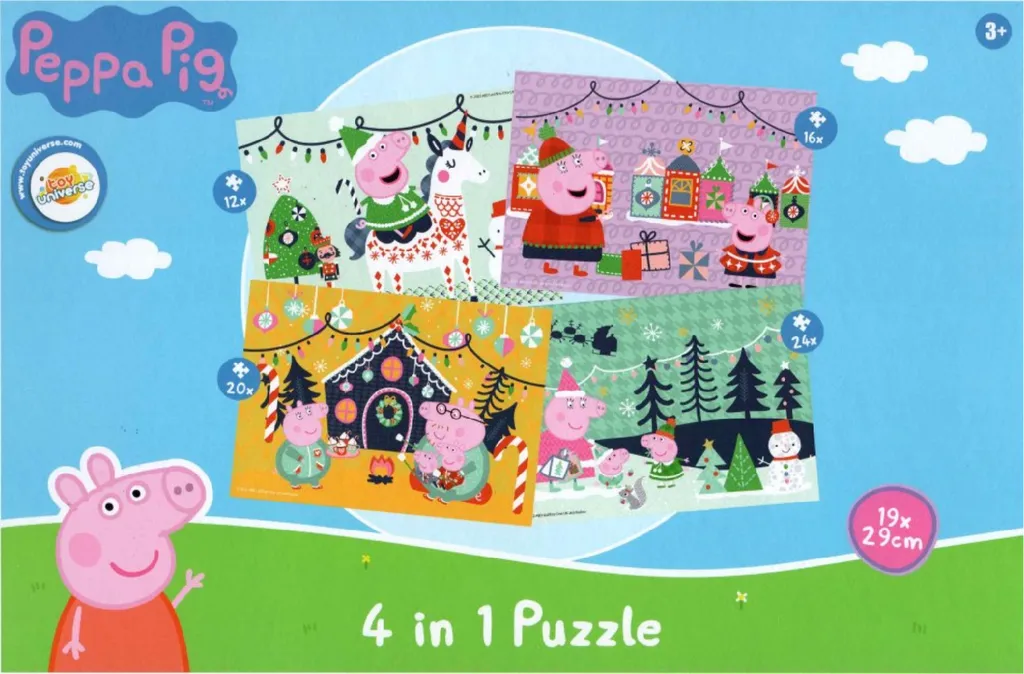 Activité enfant puzzle 4 en 1 Peppa Pig Noël pour apprendre en s'amusant