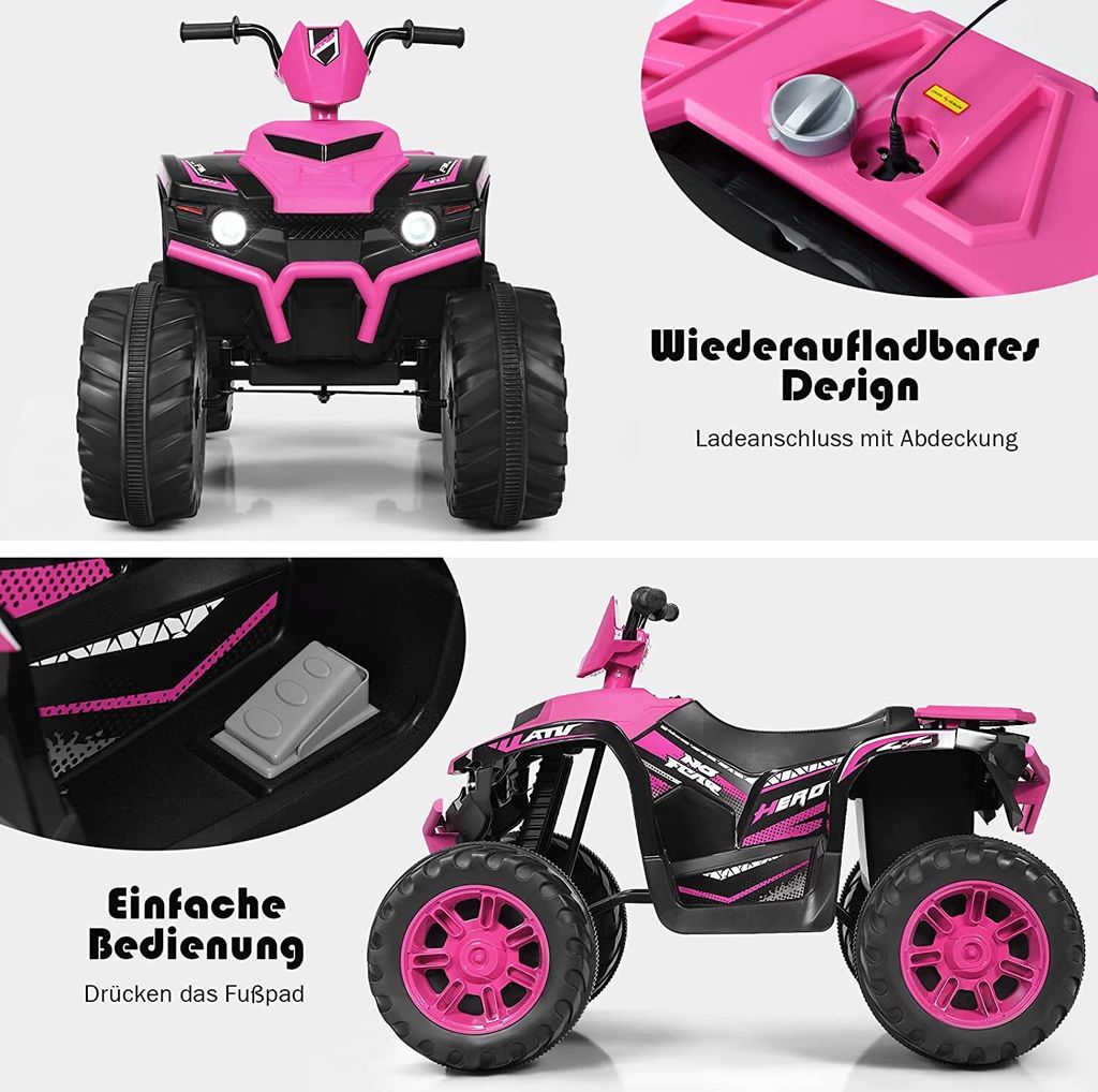 Elektryczny quad dziecięcy COSTWAY 12V z reflektorami, mini Zdjęcie produktu 4