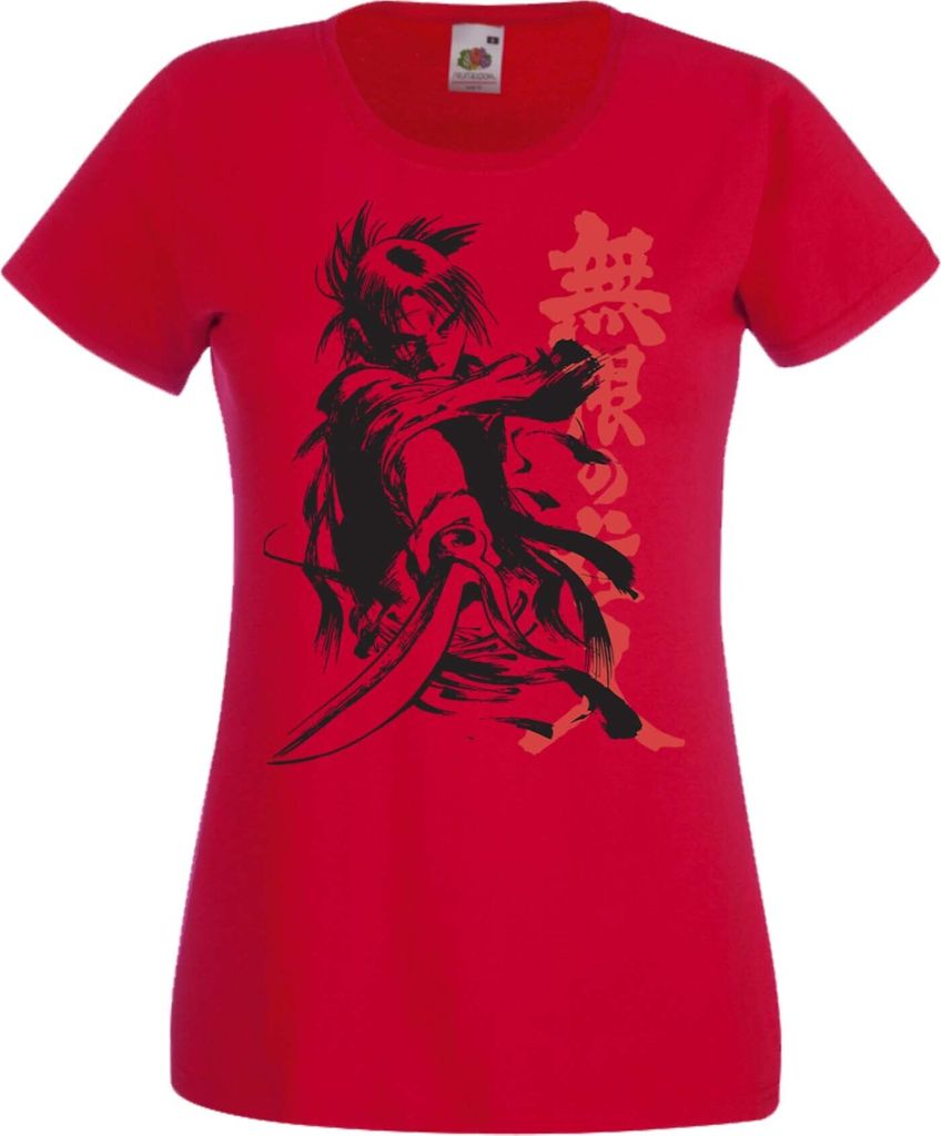 Damen T-Shirt Manga Anime Blade Of The Immortal Samurai Immortal Samurai, Lady M / Rot
