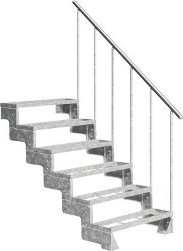 Aussentreppe Pertura Tallis mit Geländer 6 Steigungen Einlegestufen 80 cm Metall