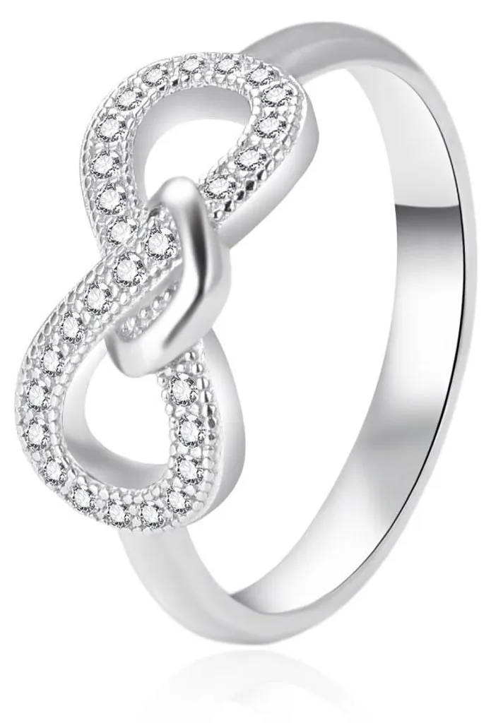 Bague en argent 925 rhodié avec zircons cubiques éclatants - 52 mm