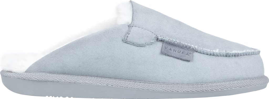 Vanuba - Damen Hausschuhe Awassi Moderne Pantoffeln Echtleder Natur Wolle D005 Grau-Weiß, Größe 41 EU