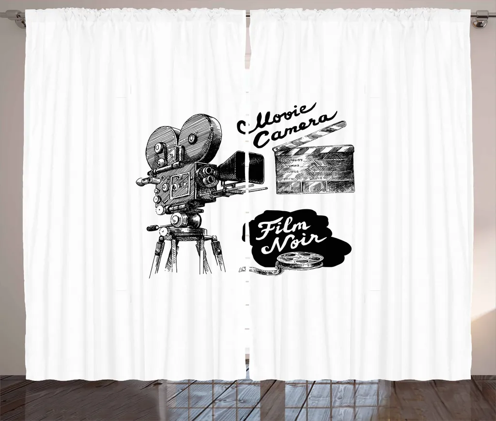 ABAKUHAUS Cinema Tenda rustica, Camera Film Noir, Soggiorno Tenda universale con passanti e ganci, 280 x 175 cm, Bianco e nero
