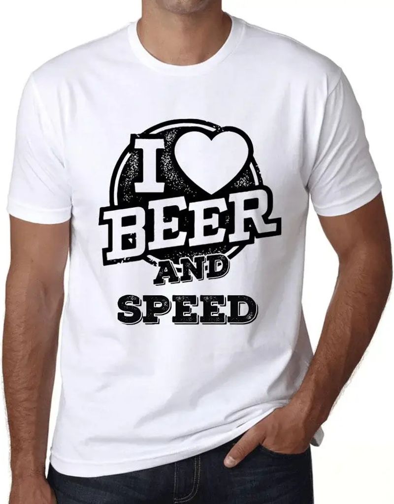 Herren Grafik T-Shirt Ich liebe Bier und Geschwindigkeit – I Love Beer And Speed – Öko-Verantwortlich Vintage Jahrgang Kurzarm Lustige Druck