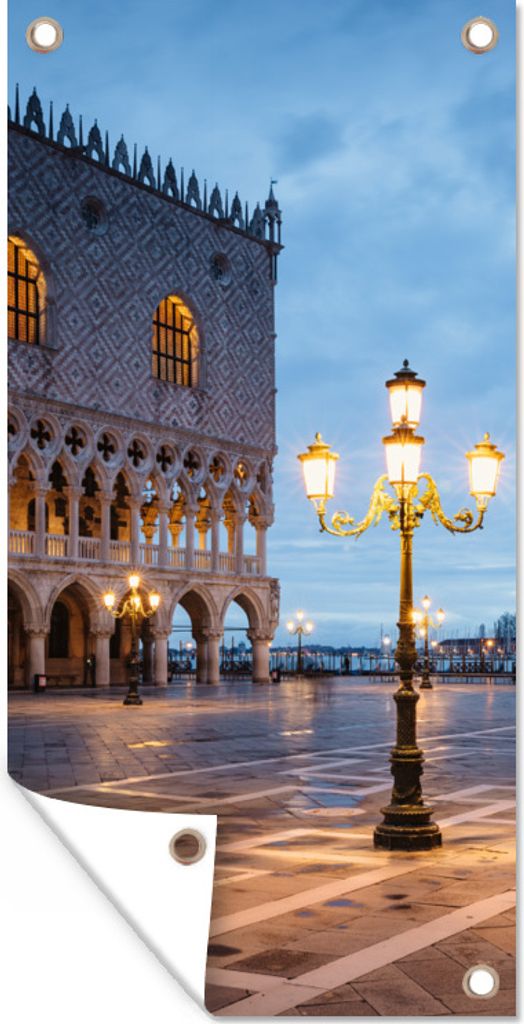 MuchoWow 40x80 cm Outdoor-Poster Gartendeko Sichtschutz Garten Poster für den Garten Laternenpfahl - Platz - Venedig