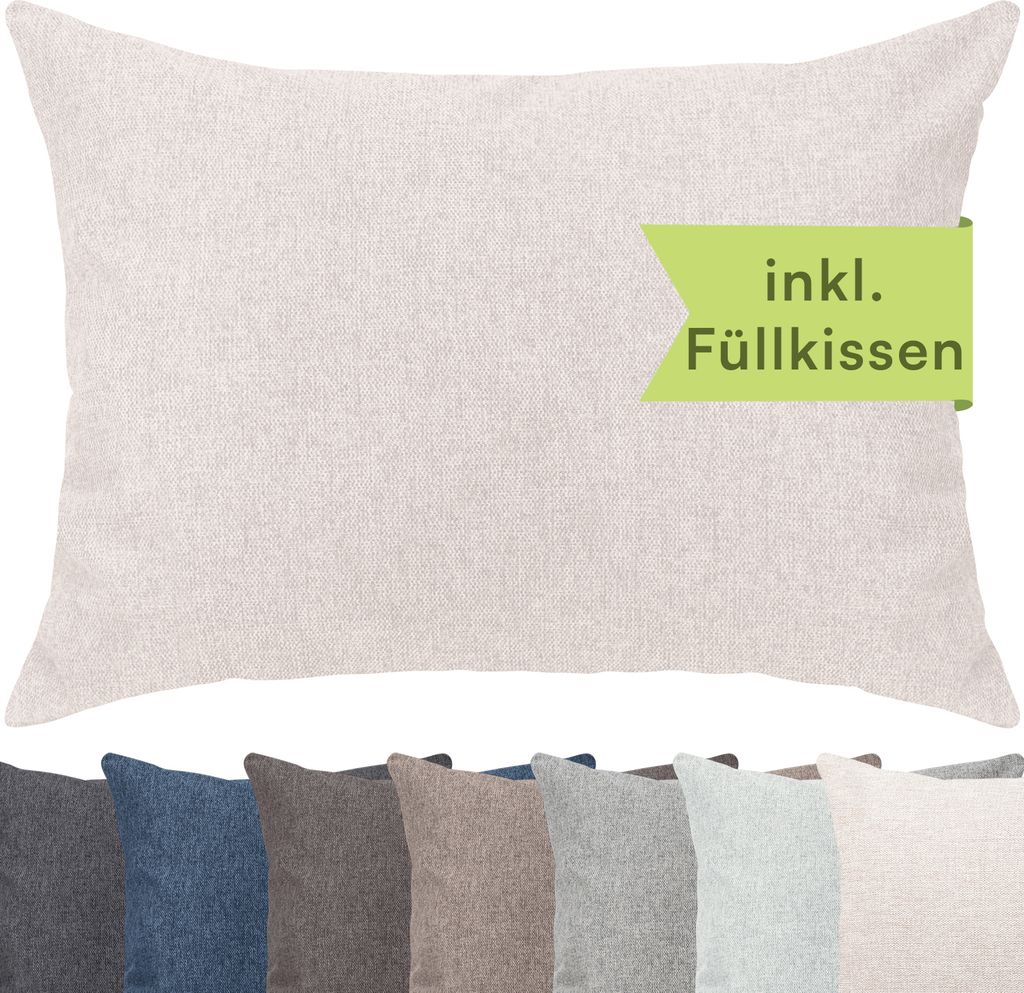 Selfitex Dekokissen XXL 60x80 inkl. Füllkissen, weiches Lesekissen, Rückenkissen, Sofakissen, für Couch, Bett oder als Polster, Farbe: Beige