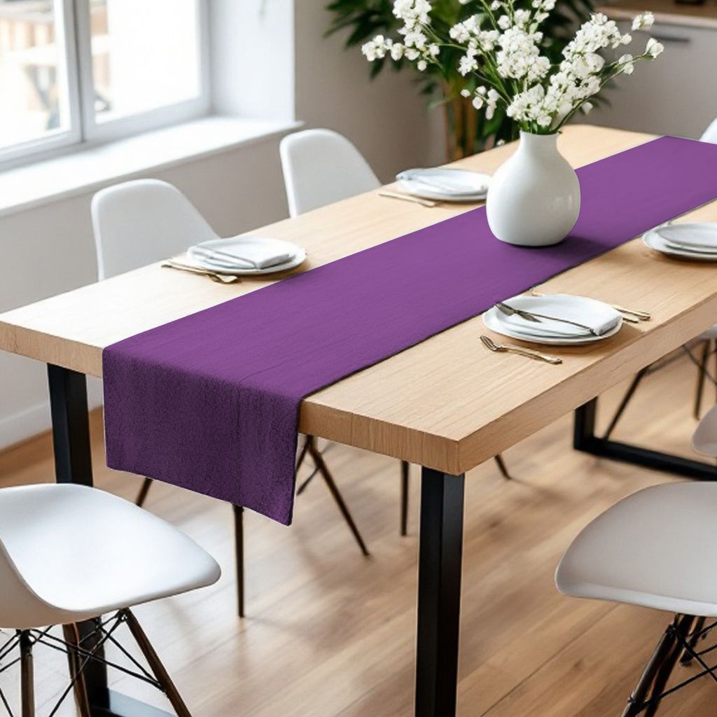 Homescapes Runner Da Tavola In Cotone – 44x178 Cm, Colore Viola, Lavabile A 60°, Fatto A Mano In India