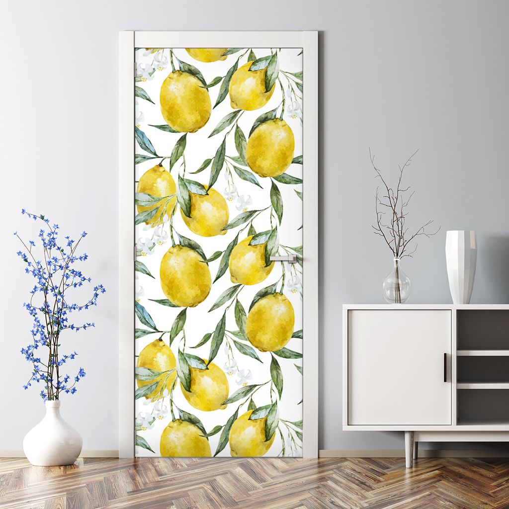 Dekorative selbstklebend Türtapete Türposter Türaufkleber Aufkleber Zitronenfrüchte 77 x 200 cm