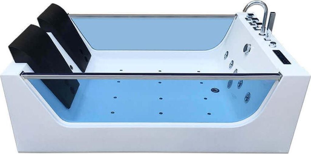 XXL Luxus LED Whirlpool Badewanne + Lichttherapie 180x120 +Heizung +Ozon