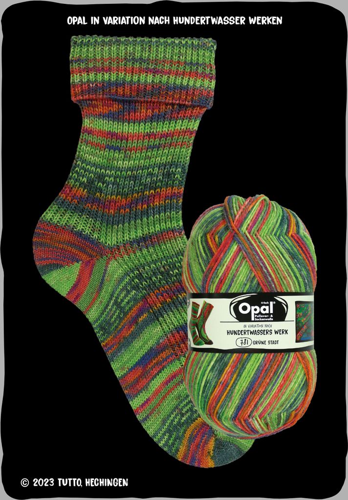 Opal Sockengarn - Hundertwasser-Edition - 4fach Farbe: 4052 Werk 781 Grüne Stadt