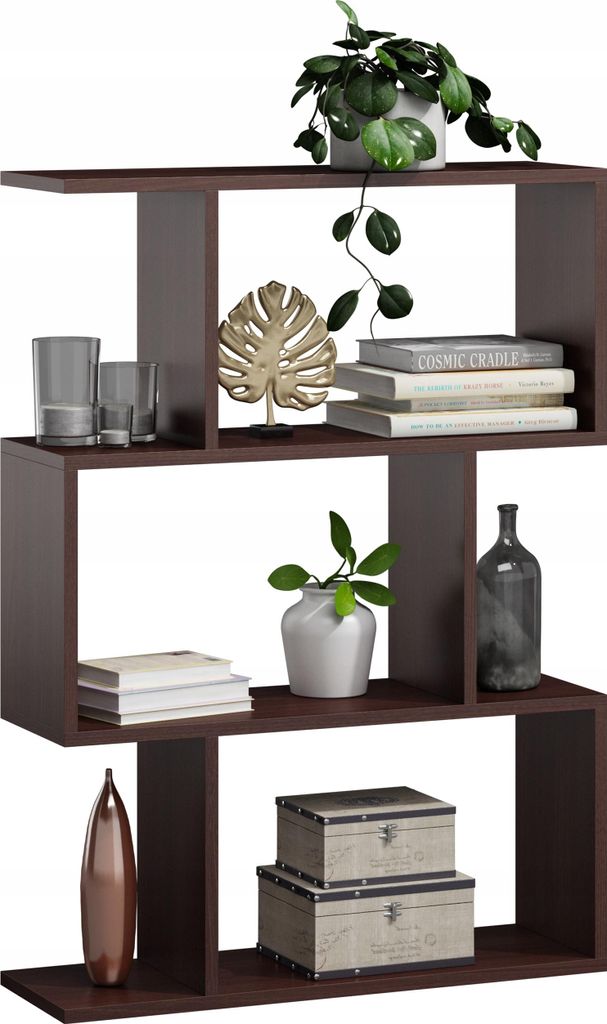MATKAM BASK 3 Bücheregal aus Holzspanplatten, B/H/T 76,4x107x28cm, Standregal, Würfelregal, freistehend, perfekt als Raumtrenner (Wenge)