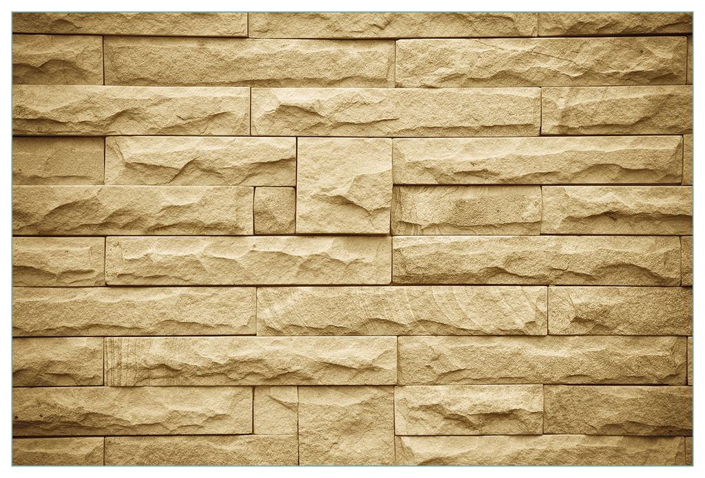 Wallario Küchenrückwand aus Glas, Größe: 90 x 60 cm, Motiv: Steinwand gelb | Spritzschutz | abwischbar | pflegeleicht | in