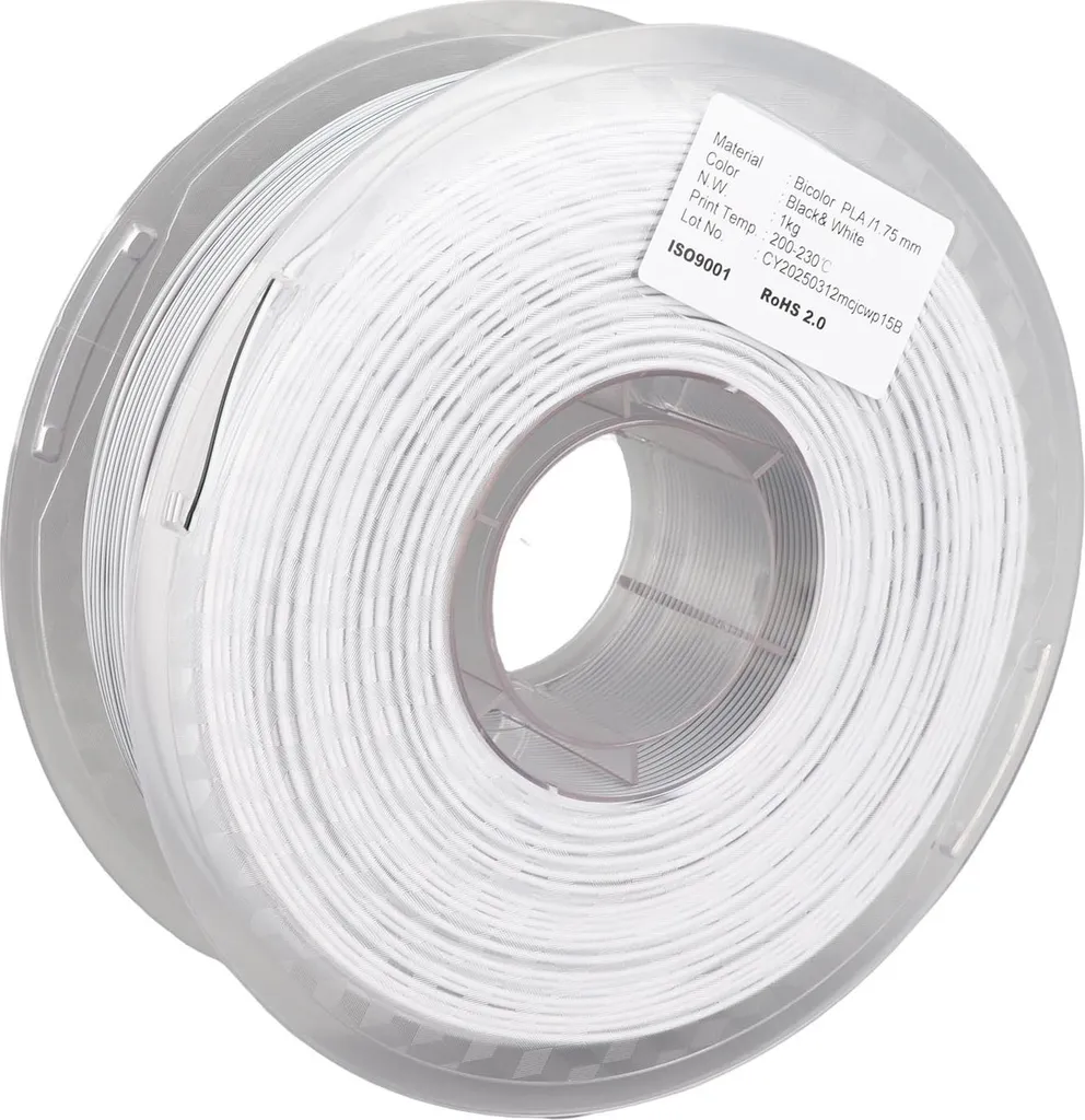 Filament 3D PLA Bicolore Noir et Blanc pour Créations Déco et Design
