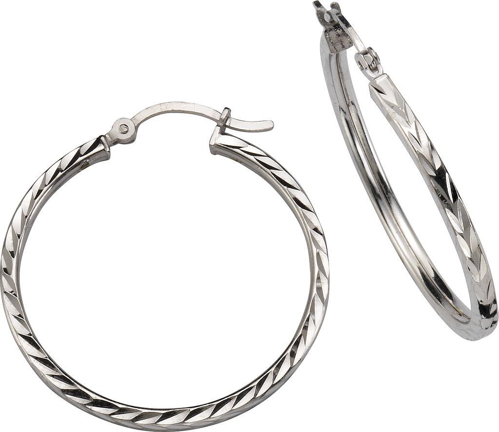 F Creolen 925/- Sterling Silber 3,0cm weiß 299210029R