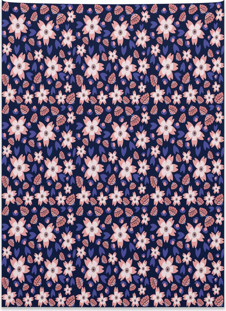 Abakuhaus Blumen Wandteppich, Pastell Doodle Blumen aus Weiches Mikrofaser Stoff Kein Verblassen Klare Farben Waschbar, 110 x 150 cm, Hellrosa Lila