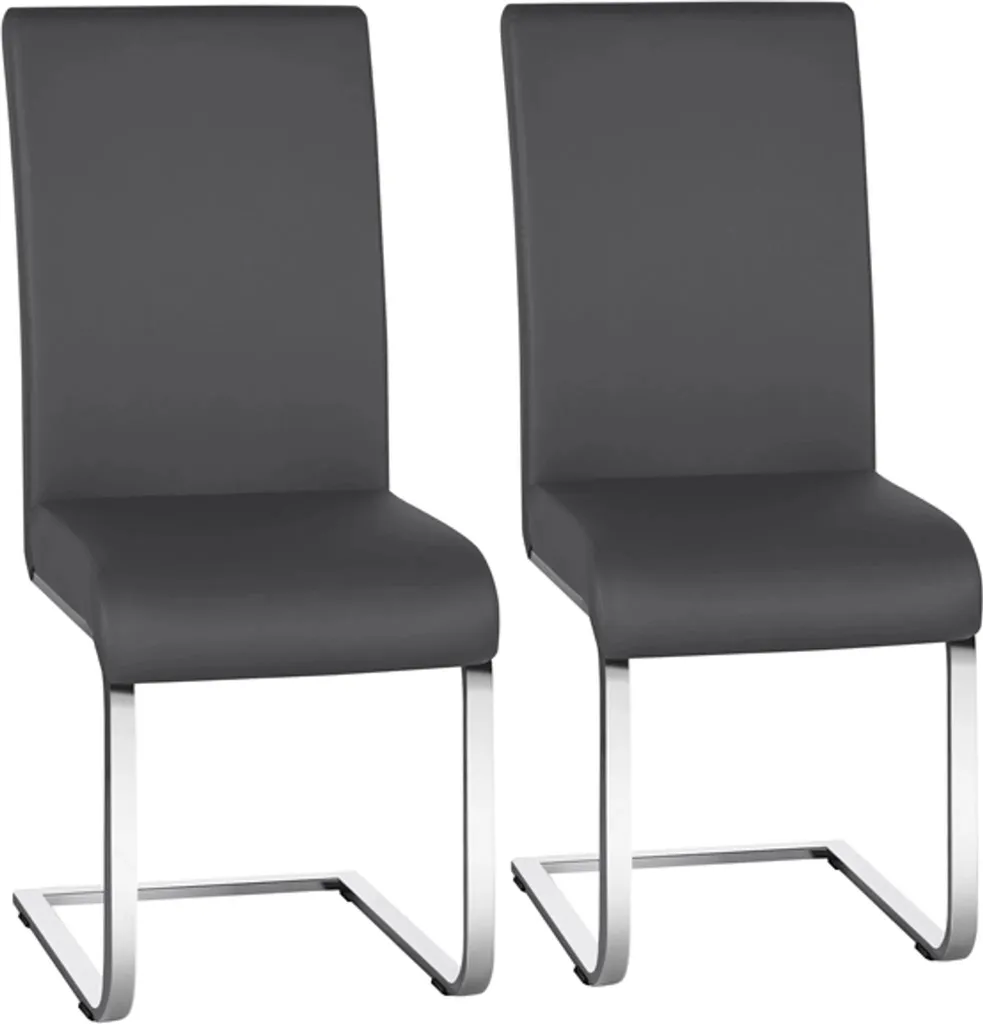 Chaises de Cuisine Grises Robustes Charge 135kg en Similicuir et Métal