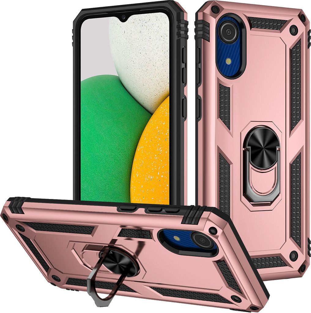 Galaxy A03 Core Hülle, Dual Layer Robust Militäre Schutzhülle mit Ringhalterung Ständer für Samsung Galaxy A03 Core Rosa