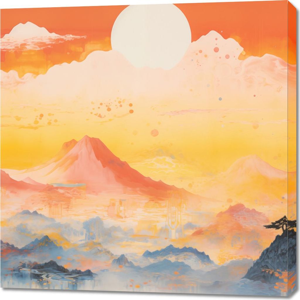 Bild 90x90cm Morgen über dem Land der stillen Berge