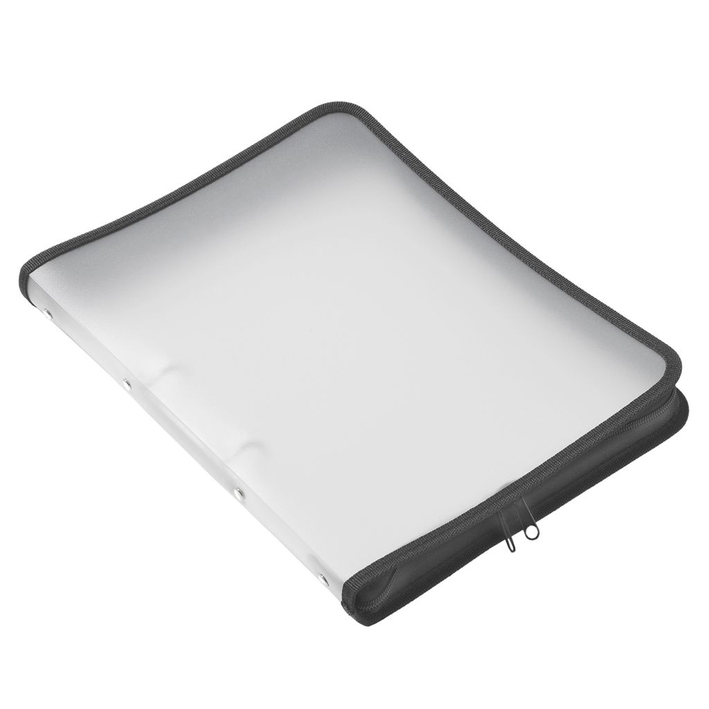 Reißverschluss-Portfolio, A4, PP farblos, 2-Ring-Mechanik, Zip schwarz