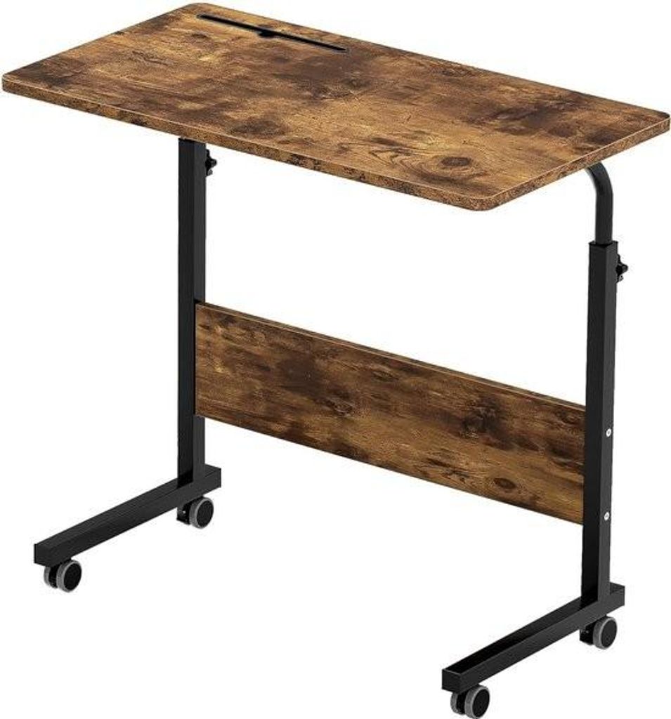 Schreibtisch Höhenverstellbarer Laptoptisch, Computertisch mit Tablet-Steckplatz, 80 x 40 cm, PC-Tisch, Sofatisch, Wickeltisch, Beistelltisch mit ...