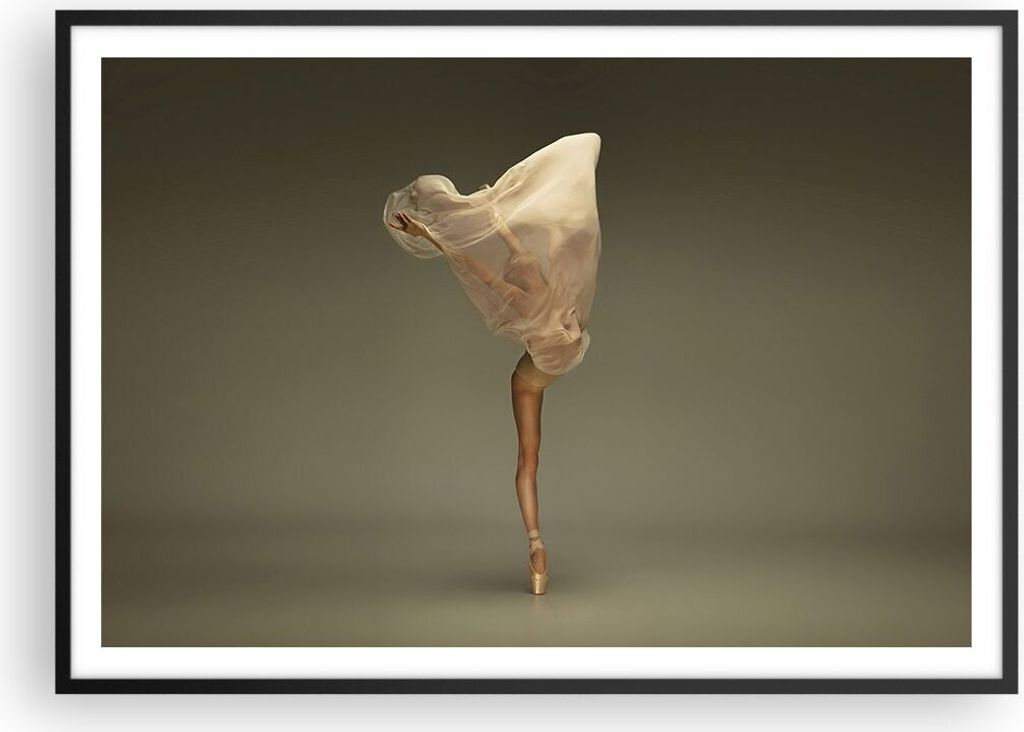 Gerahmtes Poster - Schwarzer Rahmen - Ballerina Figur Tanzen - 100x70 cm - Wand Bild - Wanddeko - Wandbilder - Kunstposter - Wandposter - Bilderrah...