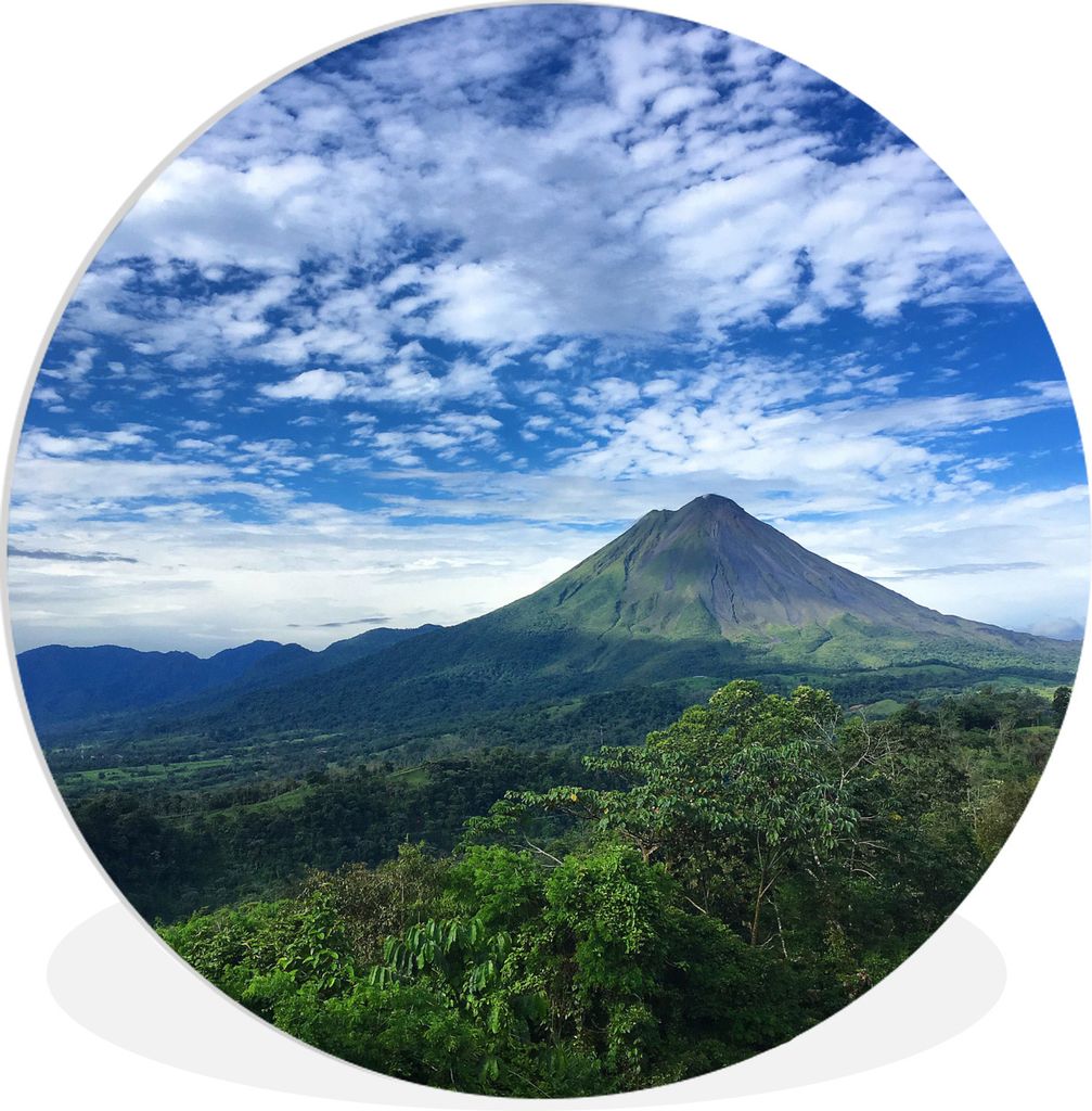 MuchoWow Rundes Wandbild - Runde Bilder Bewölkter Himmel über dem Vulkan Arenal in Costa Rica Ø 60 cm Kreis Wanddekoration Kunststoff - Wandkr...