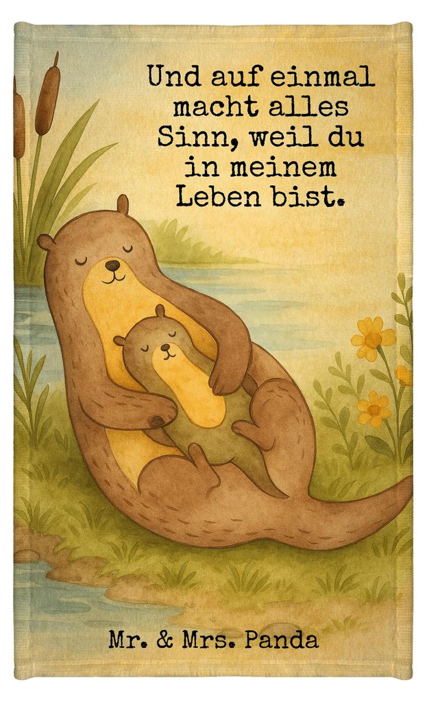 Mr. & Mrs. Panda Gästetuch Otter Kind Design - Weiß - Geschenk, Geburt, Baby, Mama, Baumwollhandtuch, Handtuch Gäste-WC, gäste wc, Mutter, Seeo...