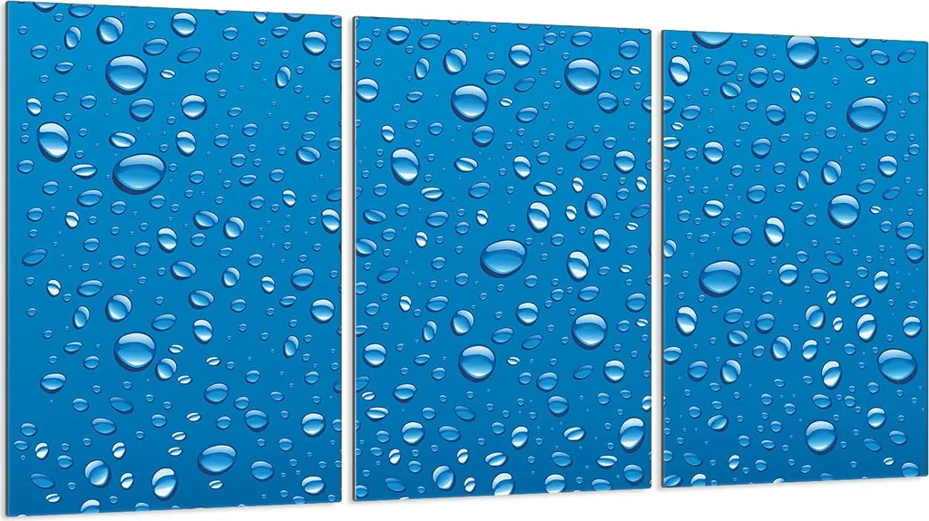 Copri Piano Cottura Gocce Blu Vetro Temperato 3 Pezzi 30x52 Eleganti