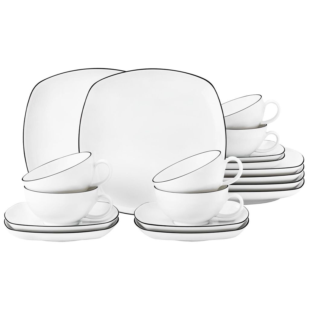 Seltmann Weiden Lido Black Line Tee-Set eckig groß 18-tlg.