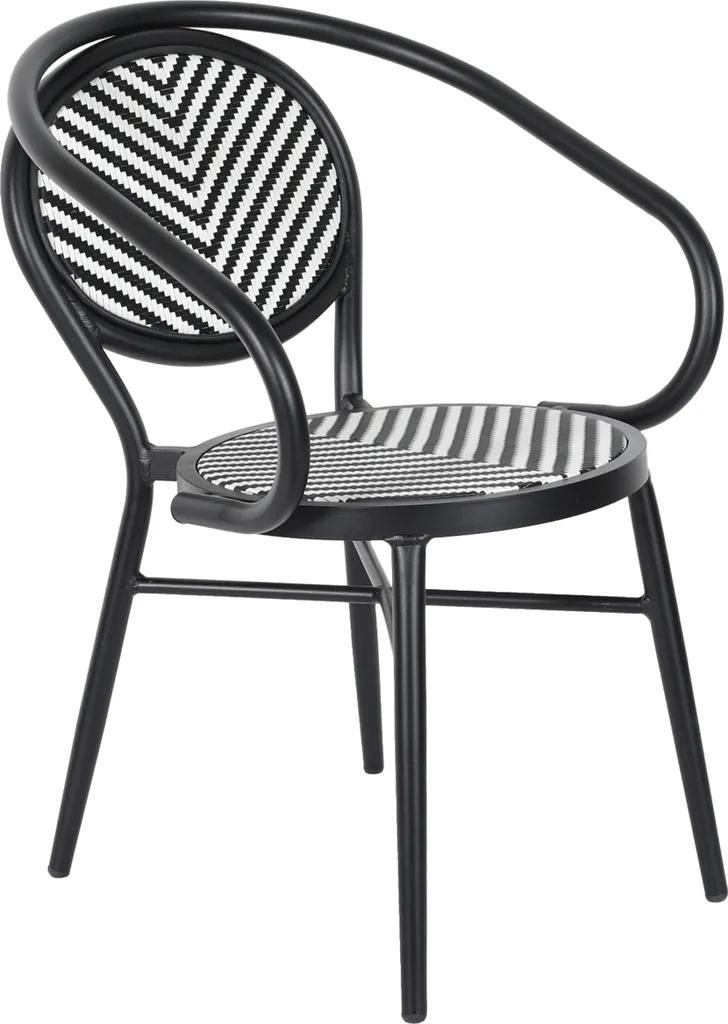 Chaise Villiers Oviala en Aluminium et Rotin Noir Style Bistrot Paris
