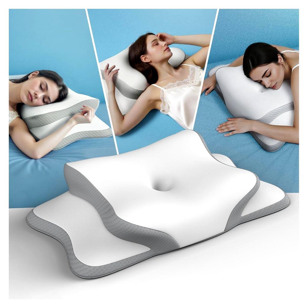 Nackenkissen aus Memory Foam, ergonomisches Kopfkissen für Seiten-, Rücken- und Bauchschläfer (1er Pack)