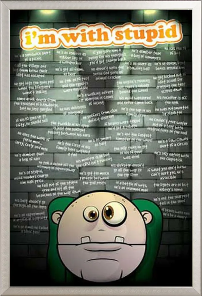 Poster I'm With Stupid avec cadre Shinsuke Maxi alu argenté 61x91,5 cm