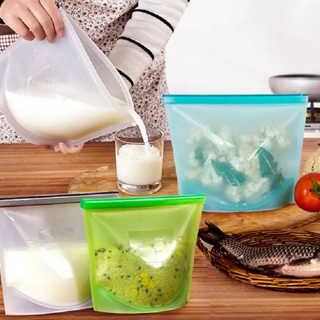 Sacs Silicone 1000ml & Couvercles : Adieu le plastique et le gaspillage