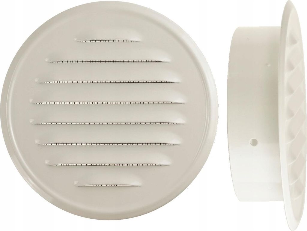 Ventilationsgitter Lüftungsgitter FEINZ - Metall mit Flansch - Ø100 mm - Weiß - Langlebig und effizient