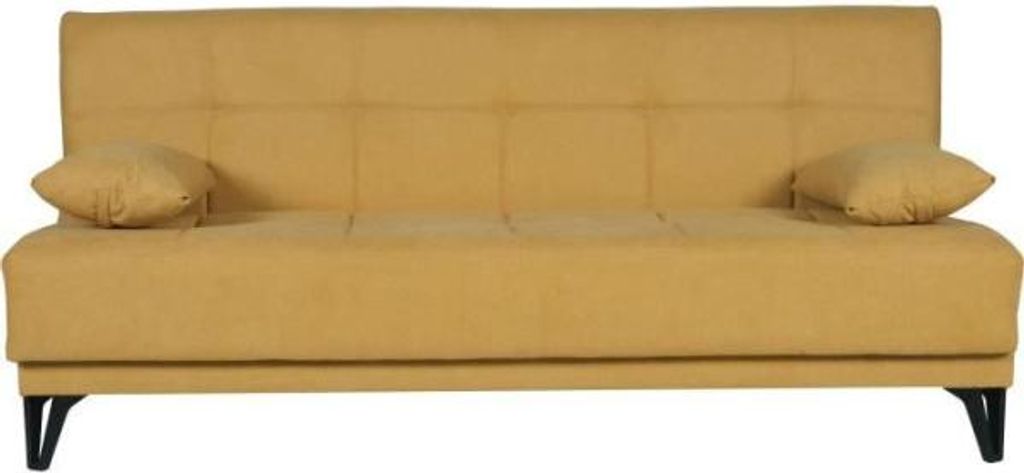 3-Sitzer-Schlafsofa – LIMRA – Senfgelber Stoff – 2 Kissen – 190 x 87 x 87 cm