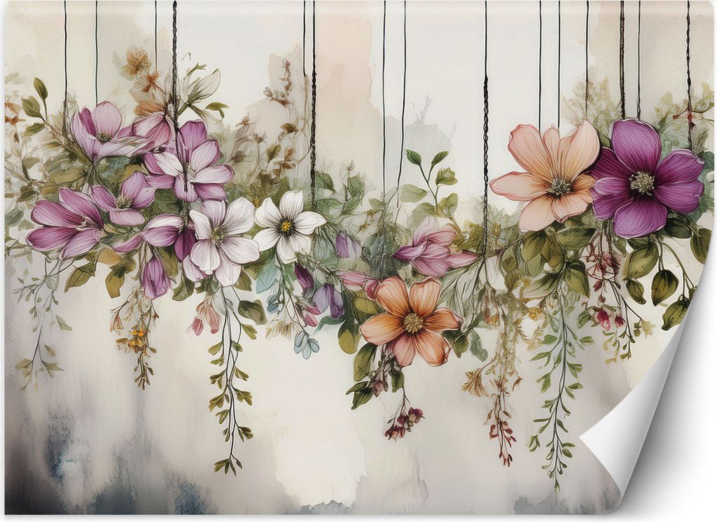 Vlies fototapete Blumen Botanik 250x175 cm Feeby Beige inkl. Kleber einfache Montage