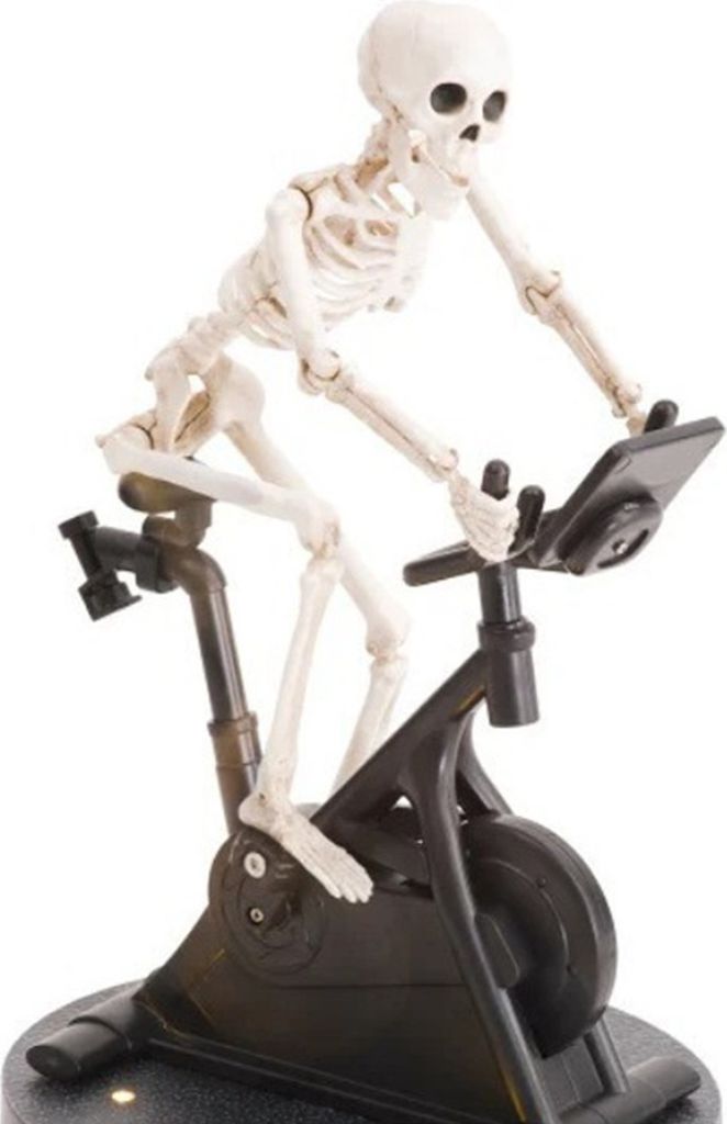 Heimtrainer Animatronic Skelett Figur Halloween Harz Radfahren Fitness Bike Schädel Statue Skulptur Home Office Desktop Dekoration Ornament